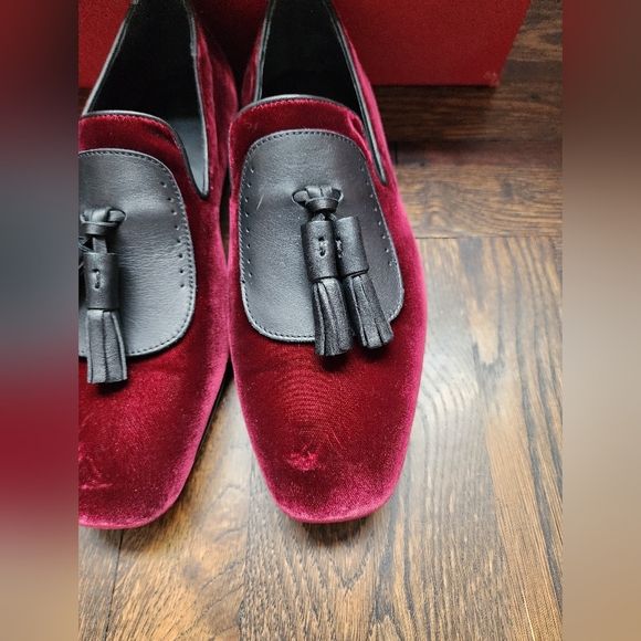 $685 New Salvatore Ferragamo Men Finnegan Red Velvet Tassel Loafers 8 - Picture 3 of 10